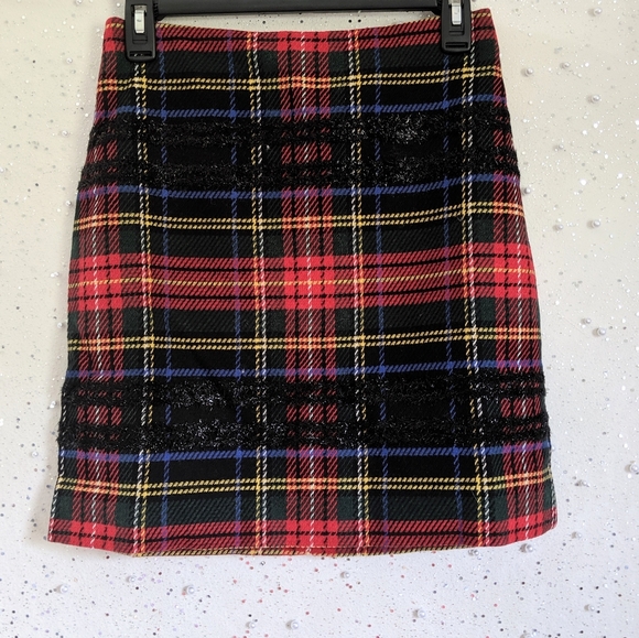 NEW J. Crew Tartan Plaid Metallic Mini Skirt 0 - Picture 4 of 6